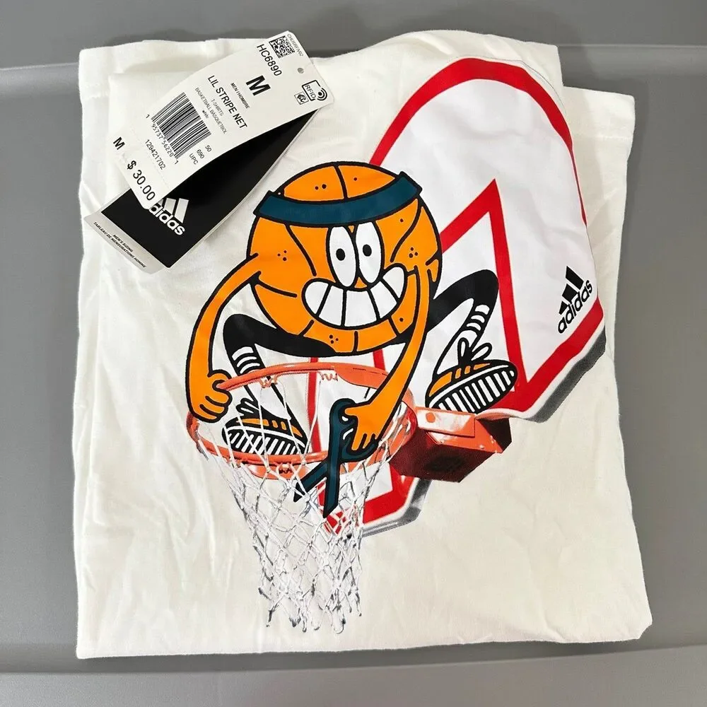Adidas T-Shirt Strip Basketball Cartoon  Medium
